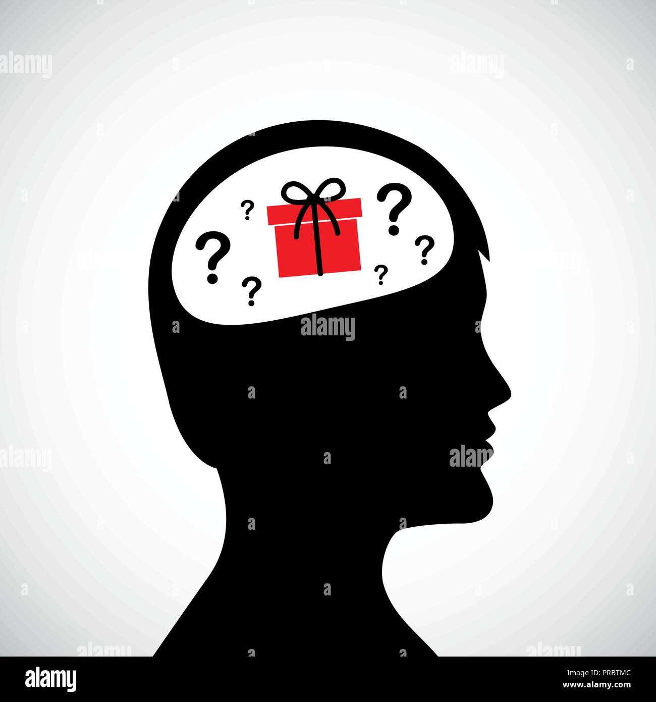man think about gift idea in the head silhouette vector illustration EPS10 Stock Vector