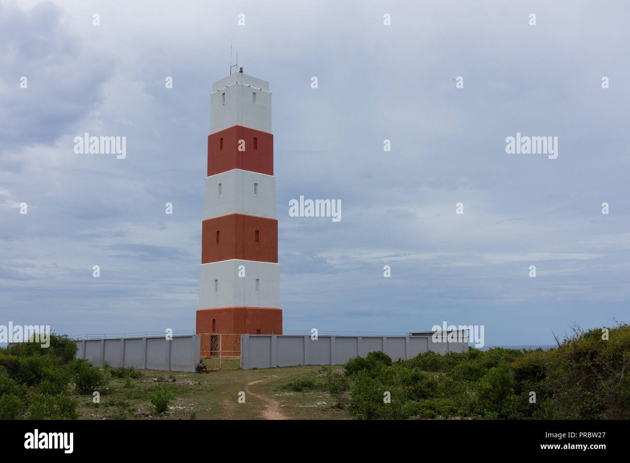 Rasmakunduchi lighthouse at the south eastern tip of Zanzibar island, Tanzania, East Africa Stock Photo