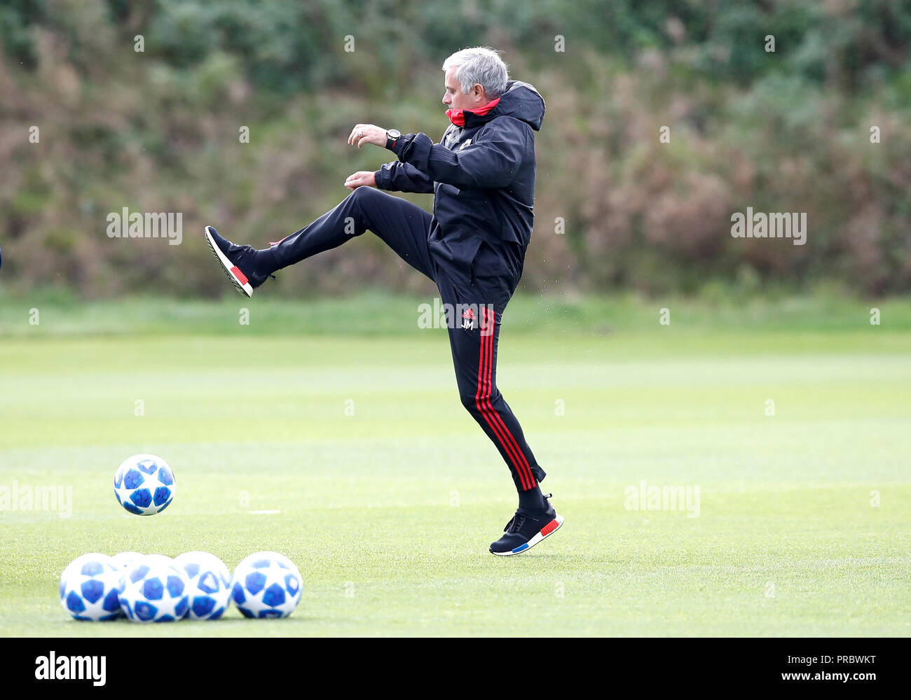Manchester United manager Jose Mourinho during a training session at the AON Training Complex, Carrington. PRESS ASSOCIATION Photo. Picture date: Monday October 1, 2018. See PA story SOCCER Man Utd. Photo credit should read: Martin Rickett/PA Wire. Stock Photo