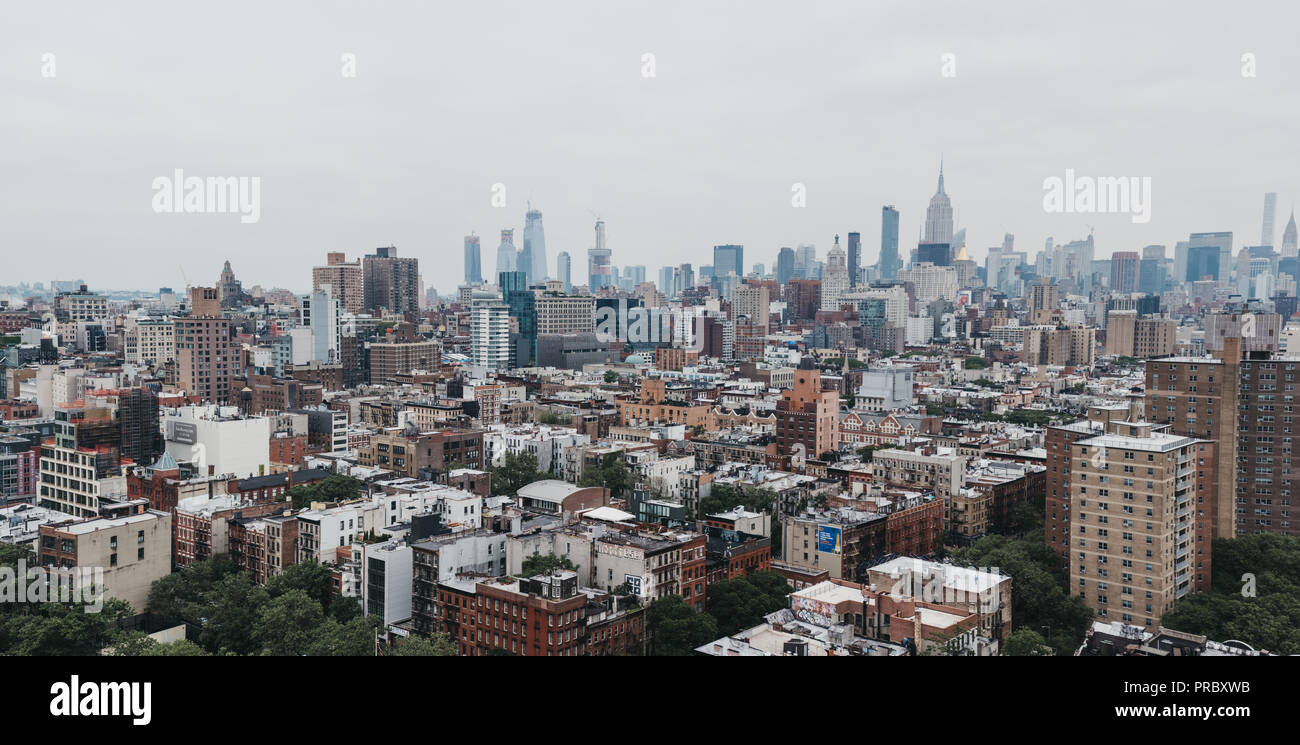 New York, USA - May 28, 2018: Aerial view of New York skyline and attractions. New York is one of the most visited cities in the world. Stock Photo