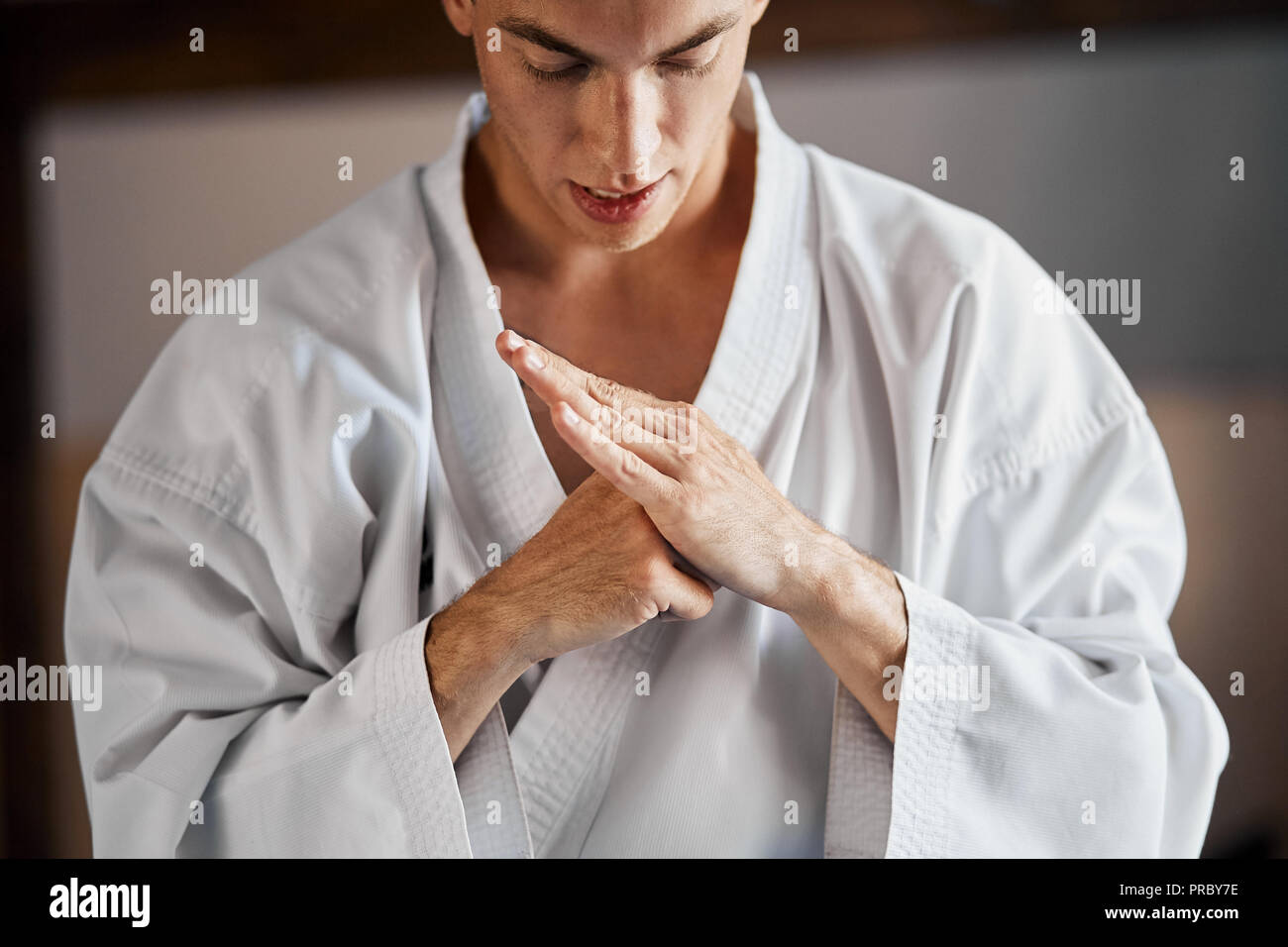 karate hands. Over martial arts gym Stock Photo Alamy