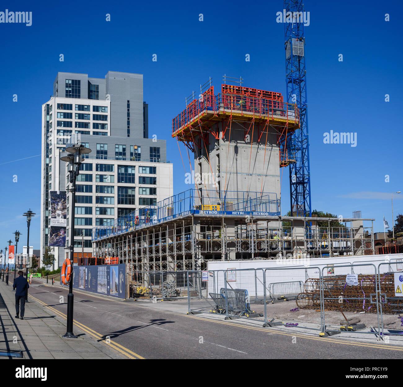 September 27th 2018: Construction of Plaza 1821, named after the year Princes Dock was opened - and is set to contain 105 apartments. Stock Photo