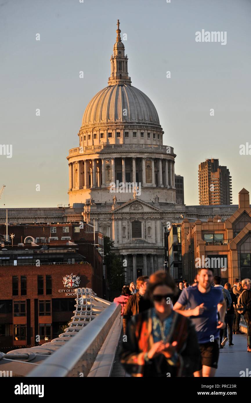 View of St Paul's cathedral from Millennium bridge Stock Photo