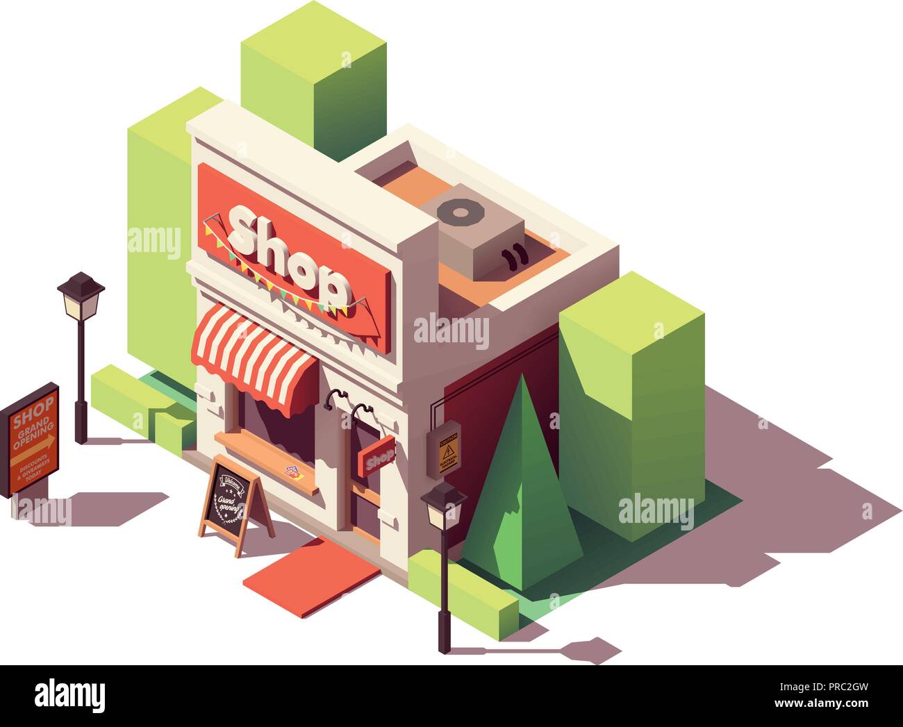 Vector isometric shop opening icon Stock Vector