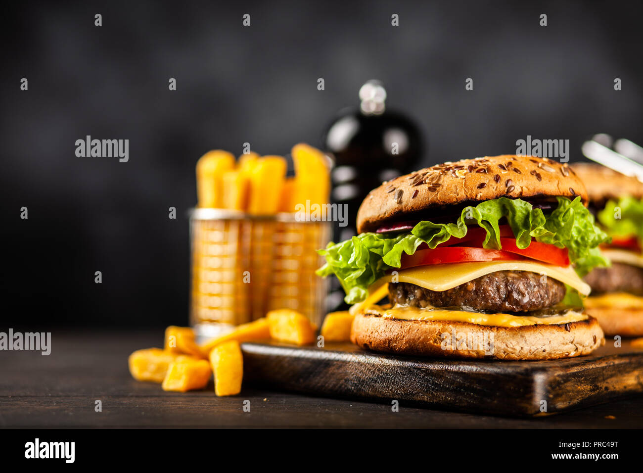 Delicious grilled burgers Stock Photo