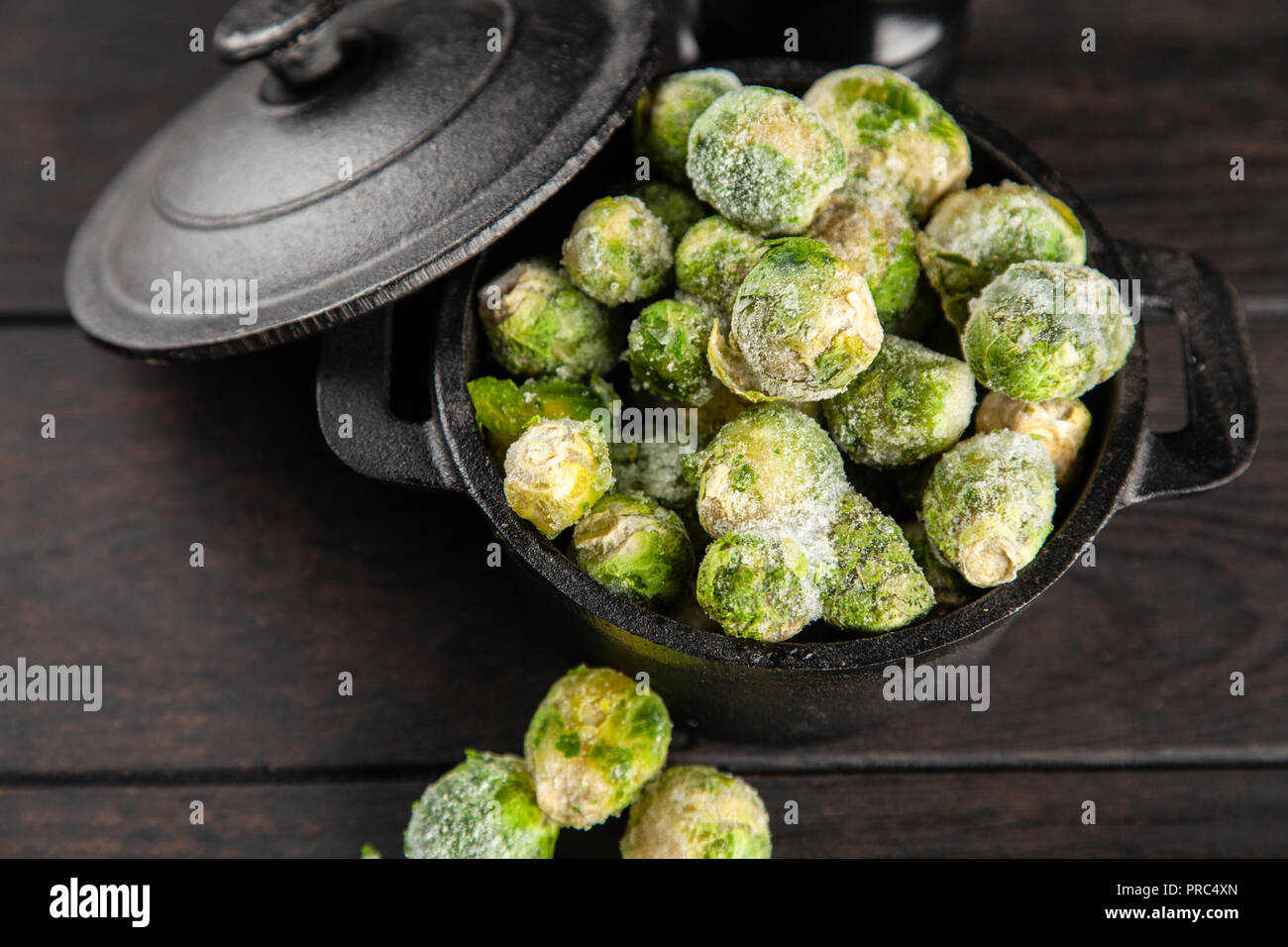 Frozen brussles sprouts Stock Photo