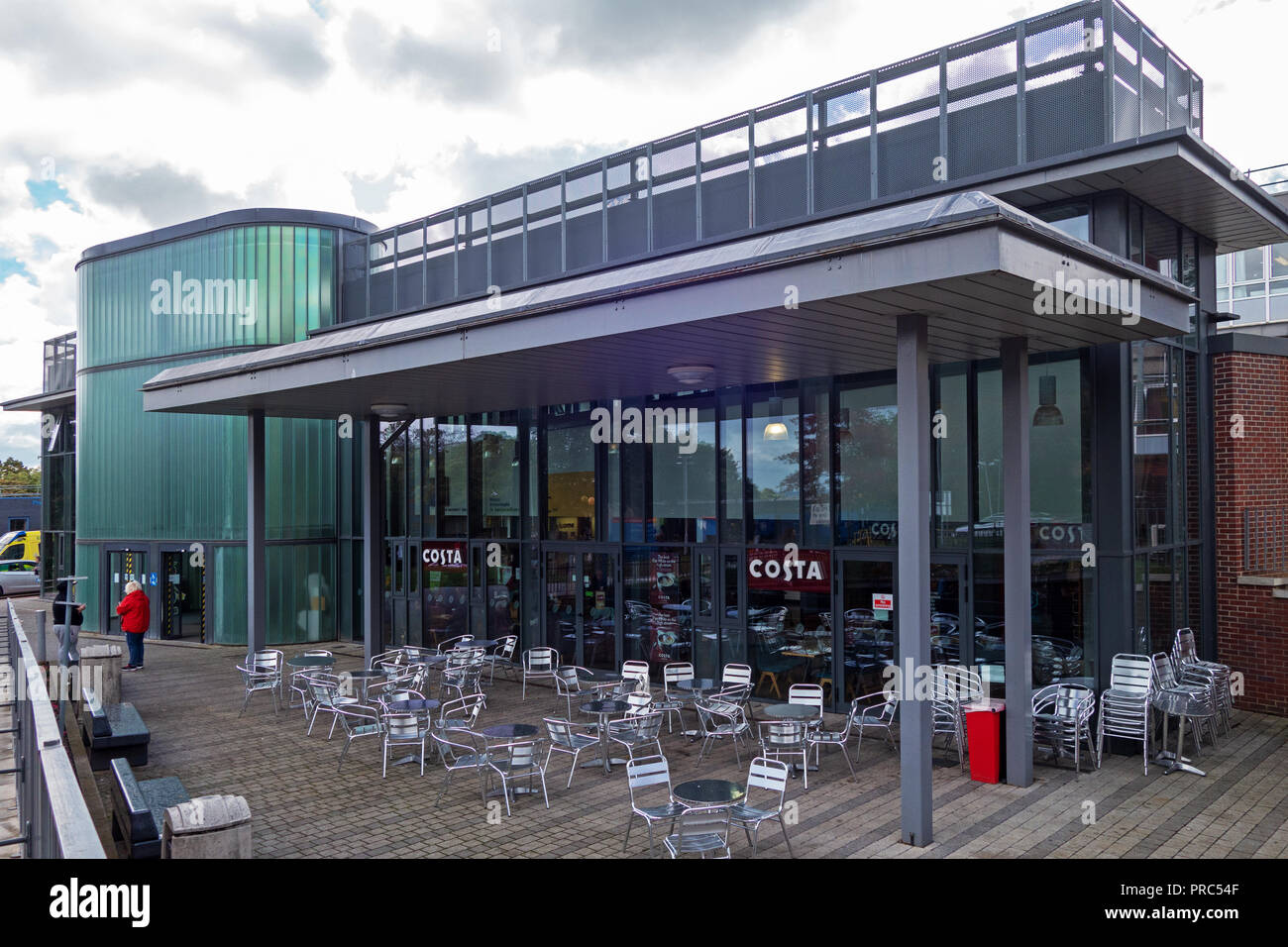 Exterior seating outside the Costa Coffee cafe at Rotherham Hospital
