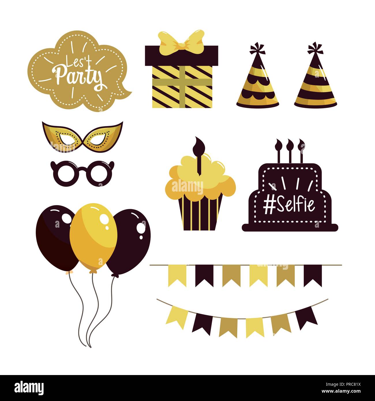 set happy birthday party decoration event Stock Vector Image & Art - Alamy