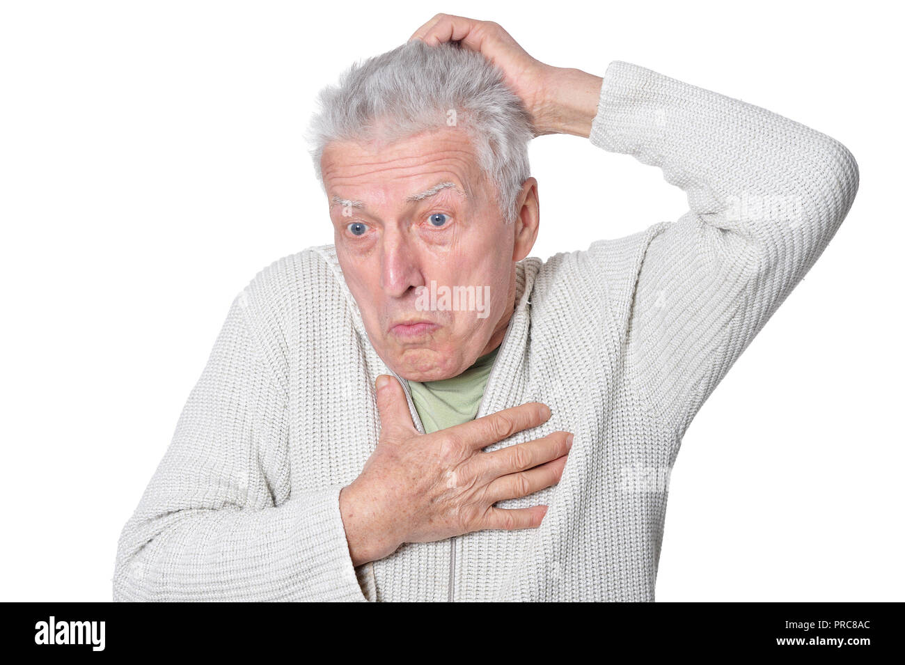 Portrait of senior man posing on white background Stock Photo - Alamy
