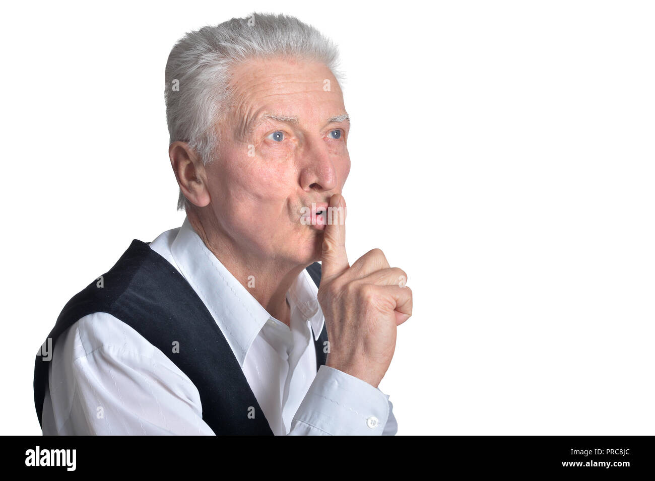 Portrait of senior man posing on white background Stock Photo - Alamy