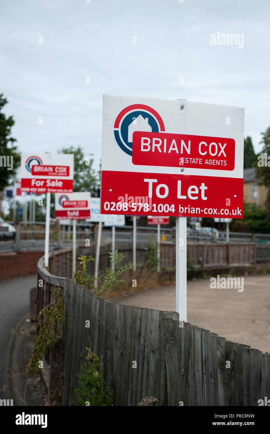 For sale and to let signs for Estate agent Brian Cox in Harrow London
