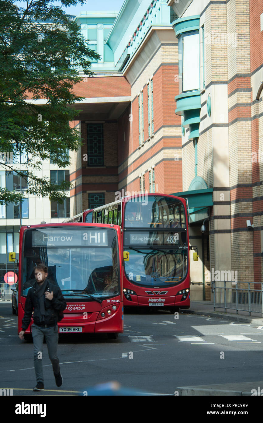 Harrow on the Hill Bus station with red buses Stock Photo Alamy