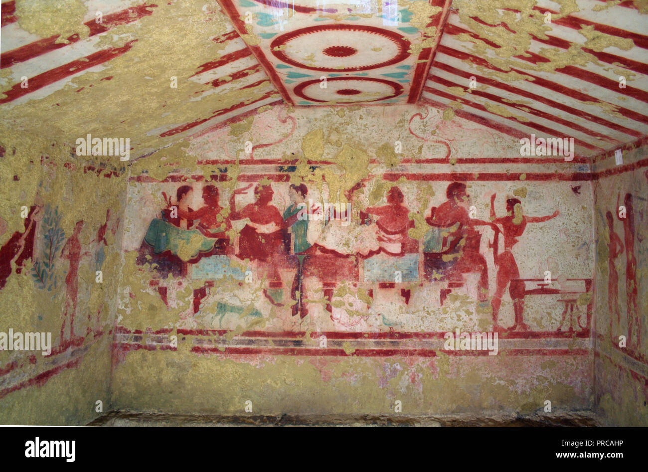 Interior of an etruscan tomb in the necropolis of Tarquinia, Italy