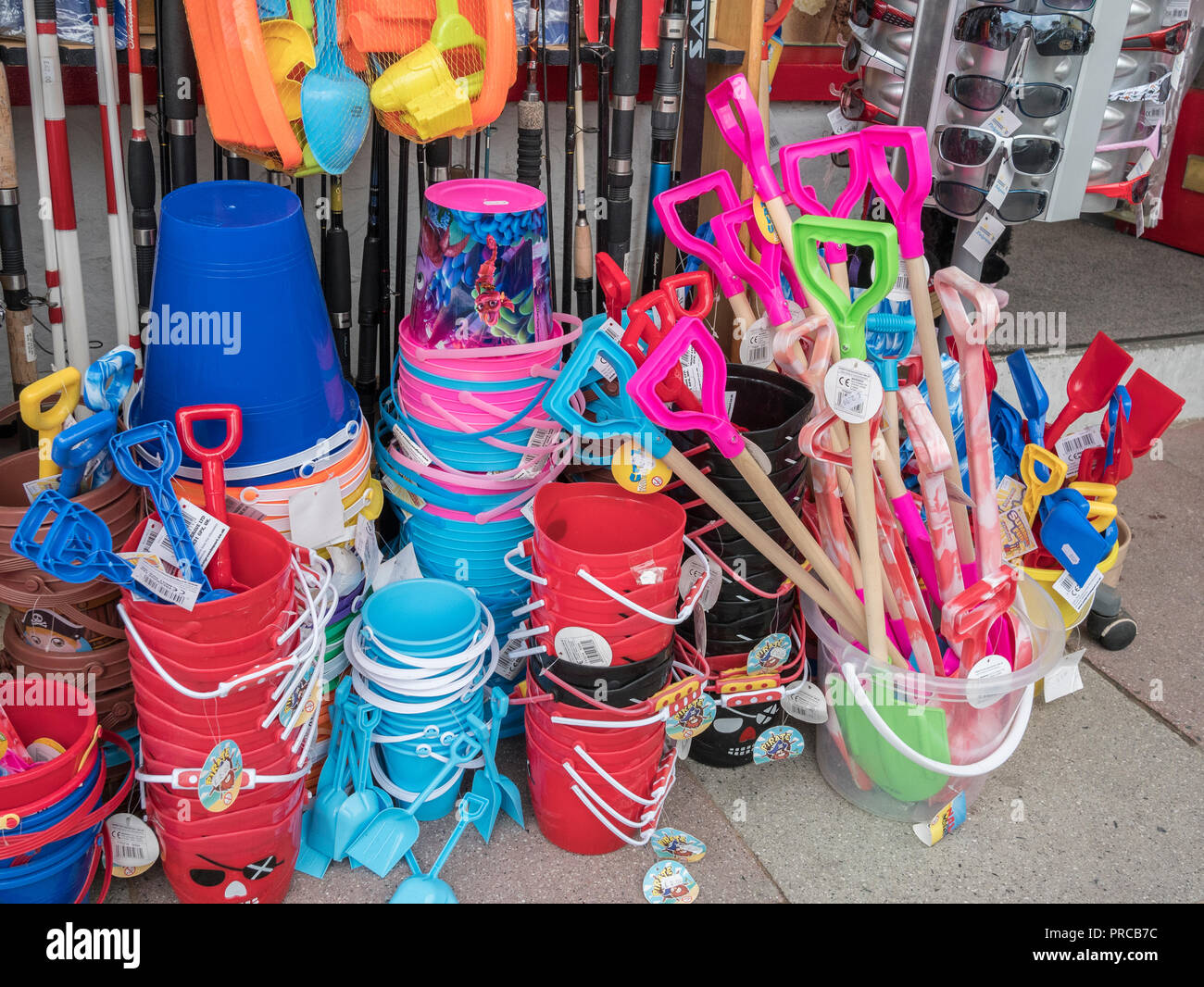 Scenes from around Newquay town centre, Cornwall. Seaside buckets and ...