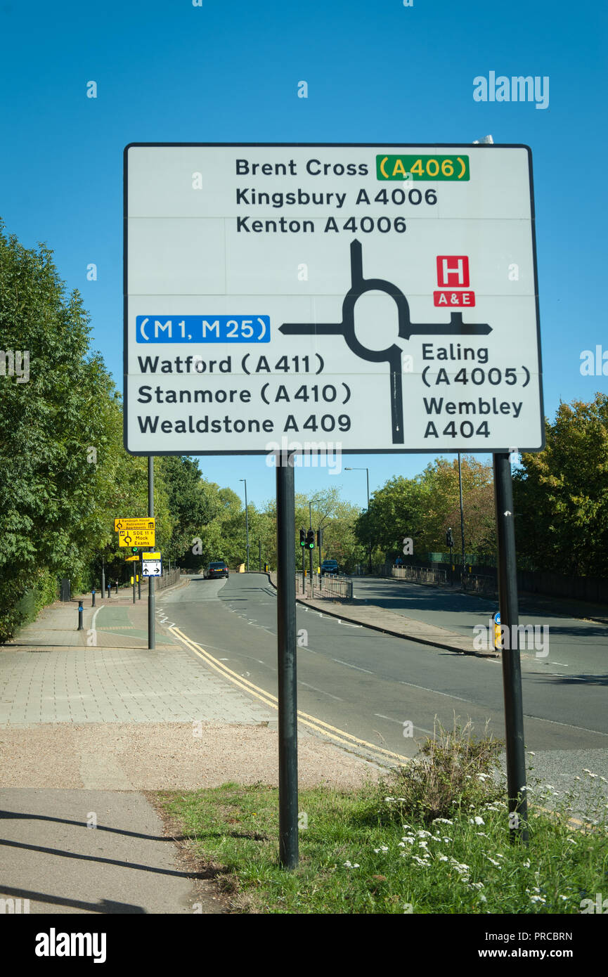 A road sing in the borough of Harrow in North West London Stock Photo
