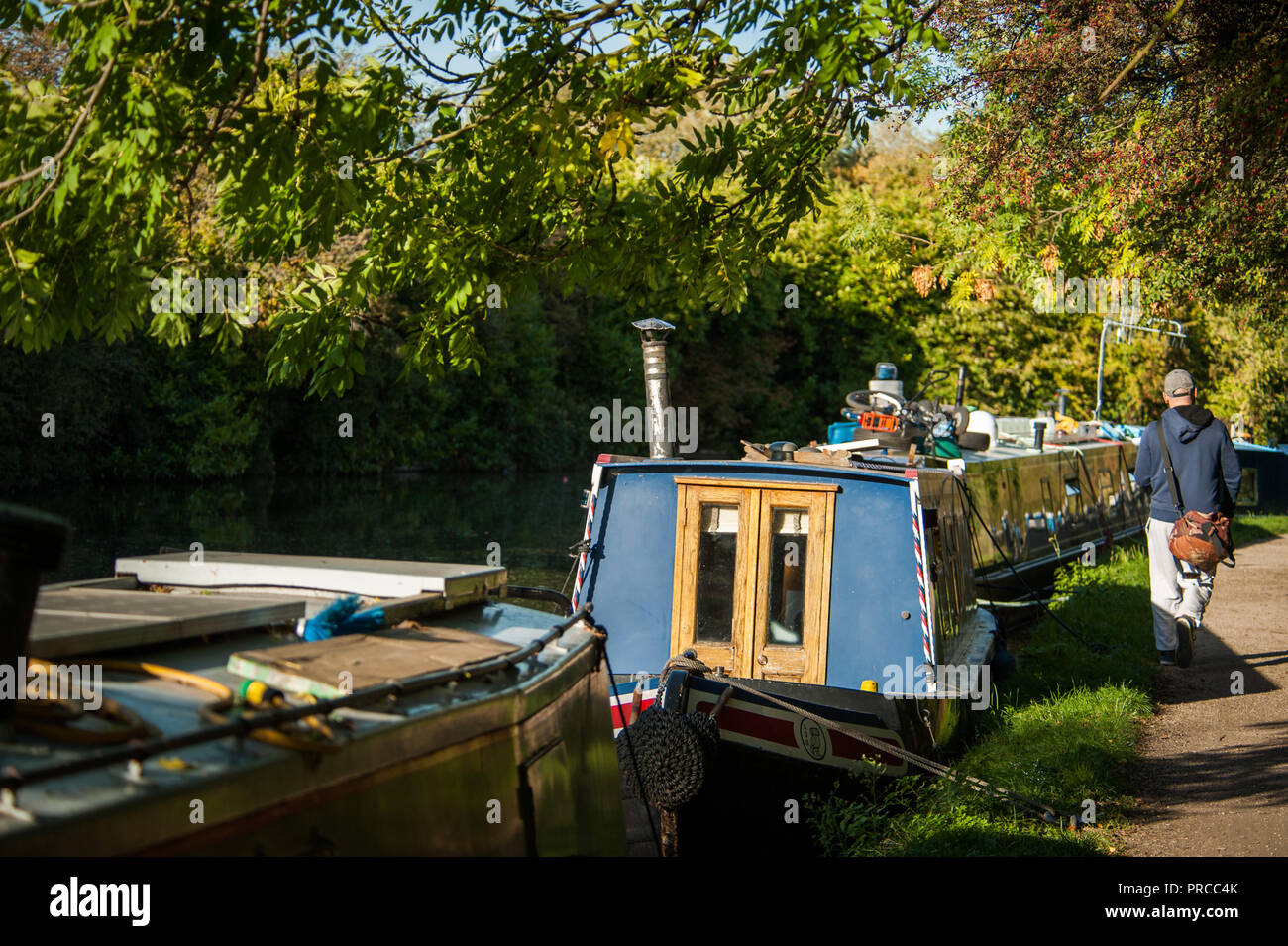 The Grand Union canal in Greenford with canal boats Stock Photo Alamy
