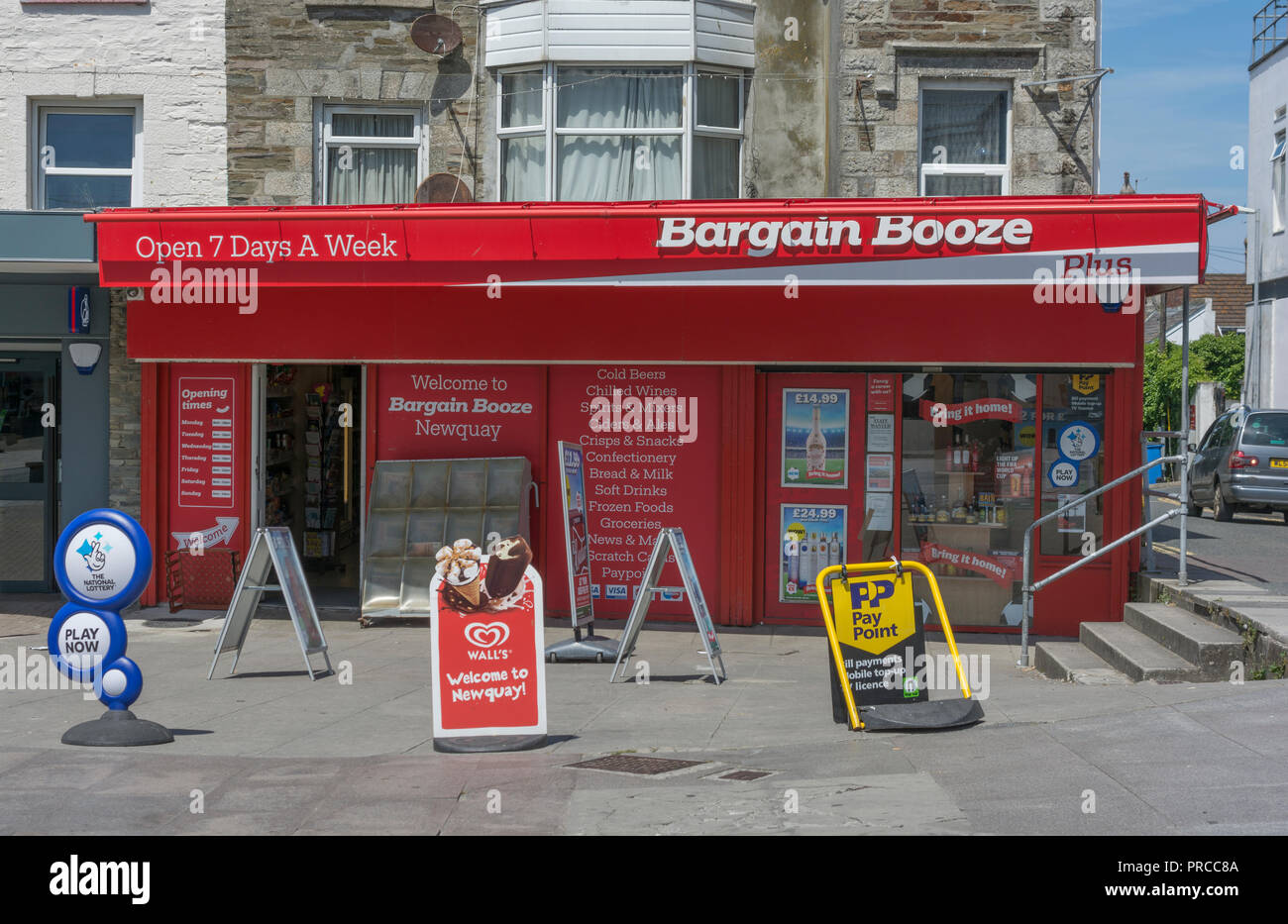 Scenes from around Newquay town centre, Cornwall. Bargain Booze Plus