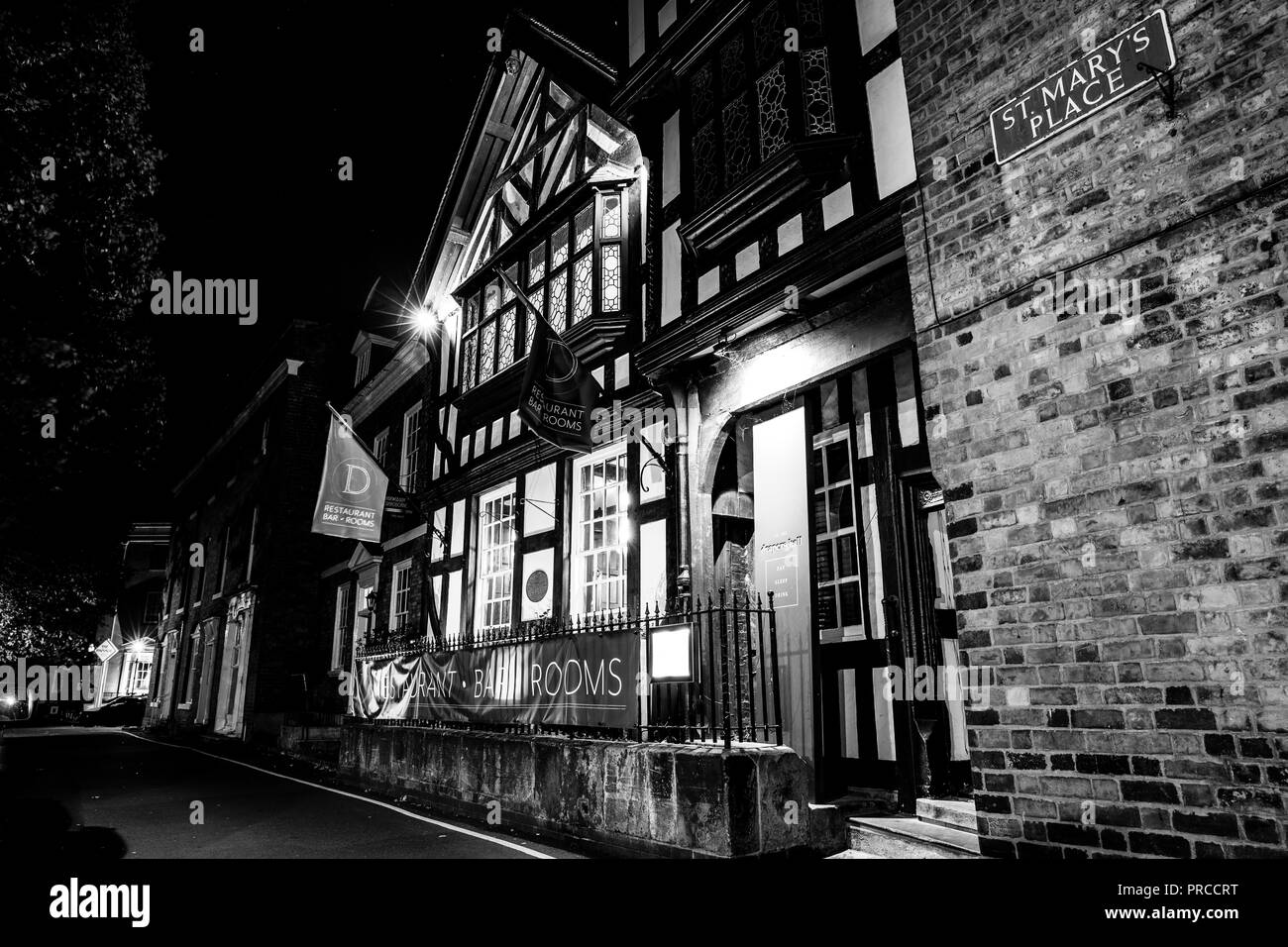 Shrewsbury at night Stock Photo