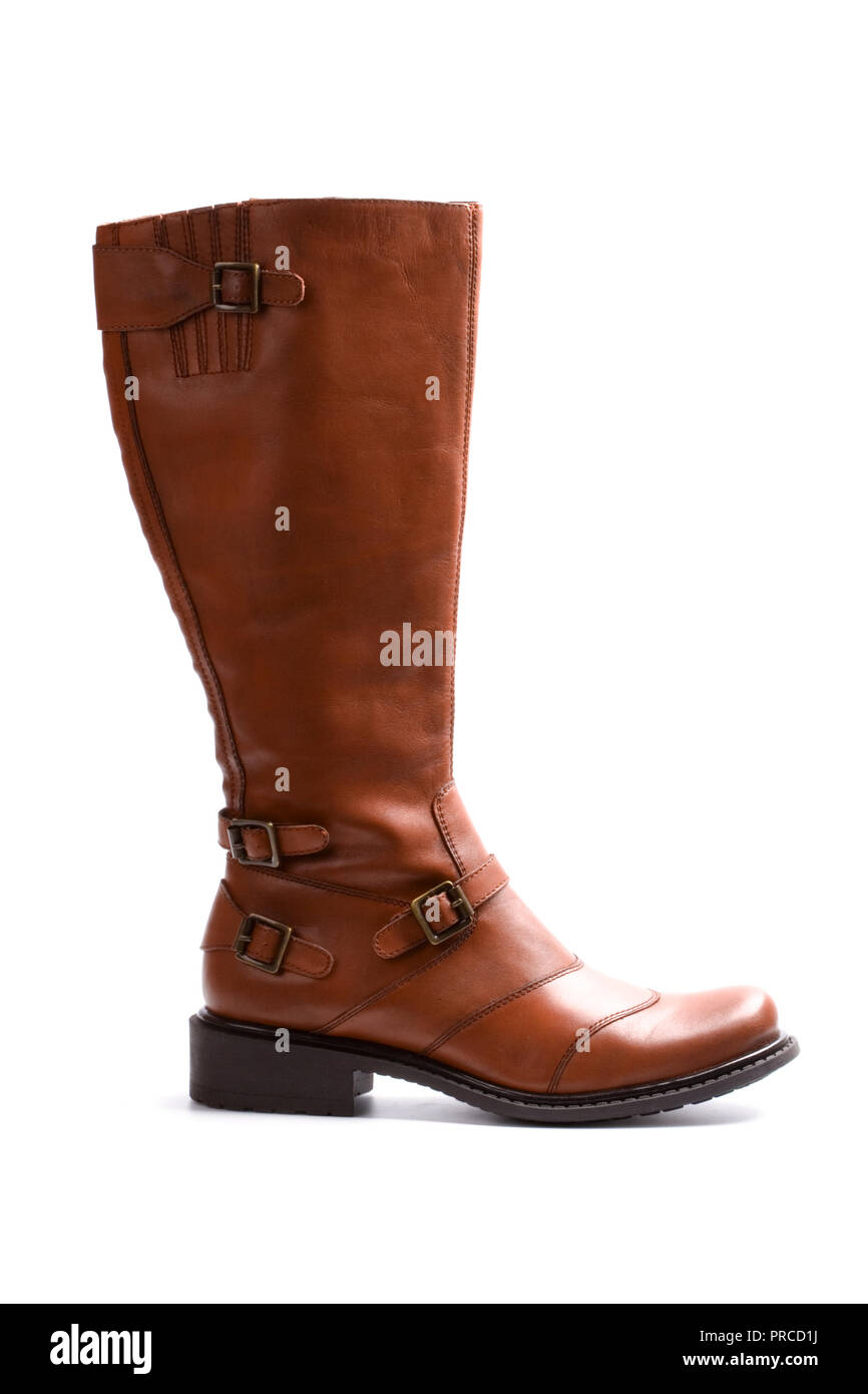brown boot isolated on white background Stock Photo - Alamy