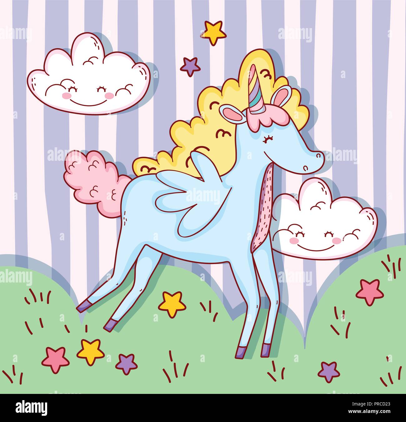 cute unicorn wings with clouds and stars Stock Vector Image & Art - Alamy