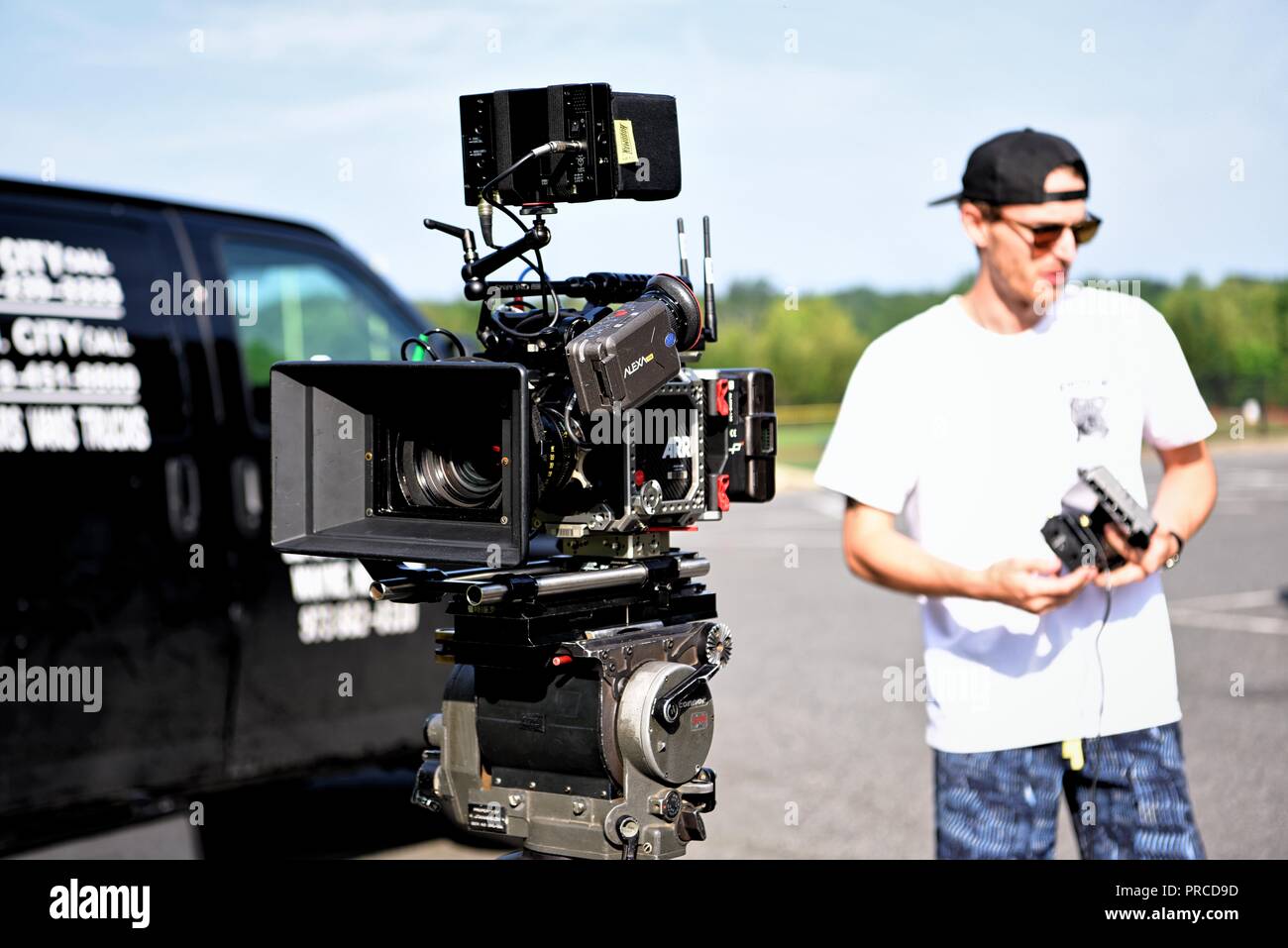 New York, NY; Aug 2018: A director of photography stands next to his rig Stock Photo