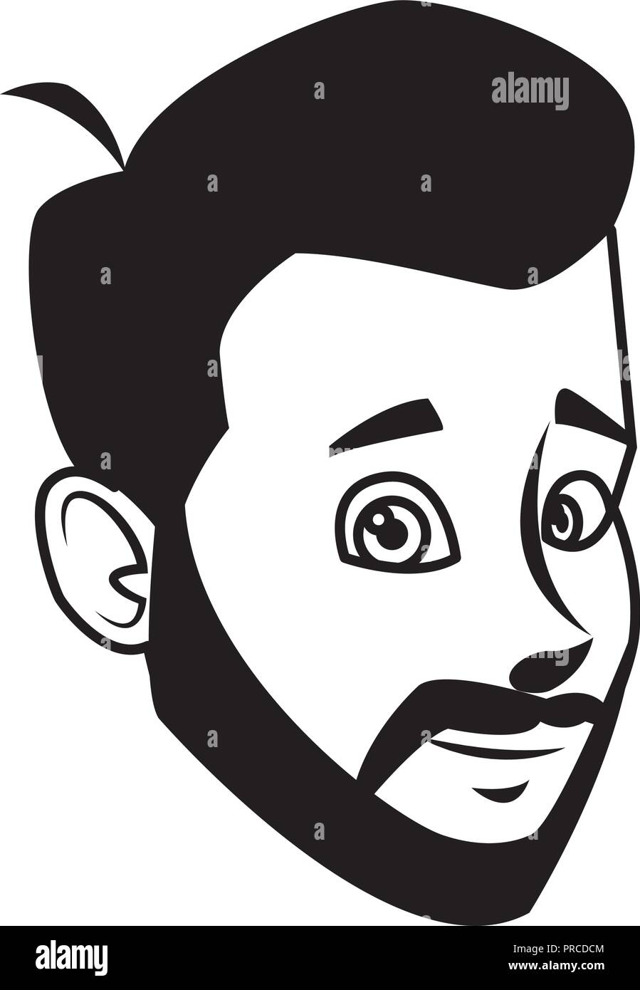 Young man face cartoon in black and white Stock Vector Image & Art - Alamy