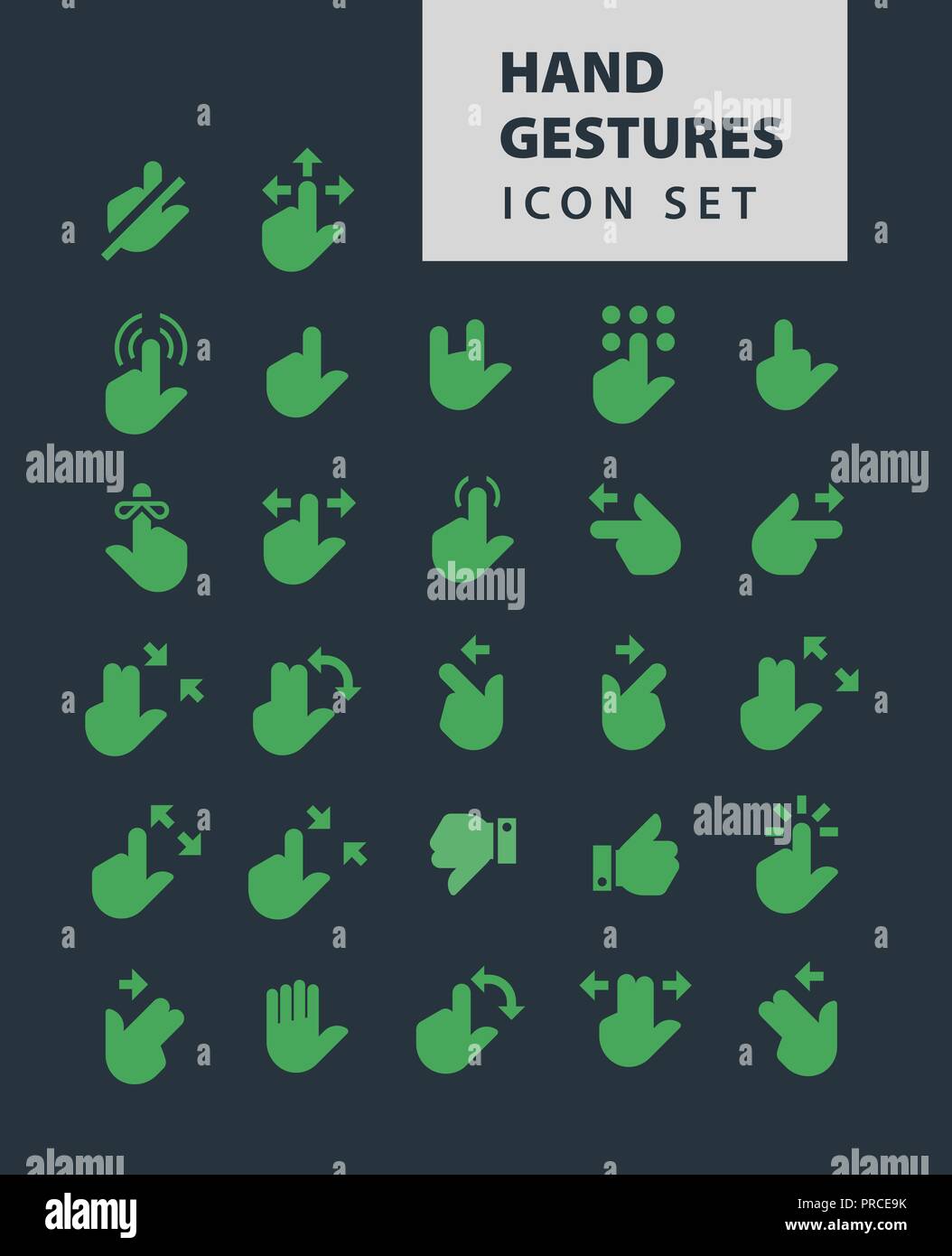 hand gestures Icon set Stock Vector