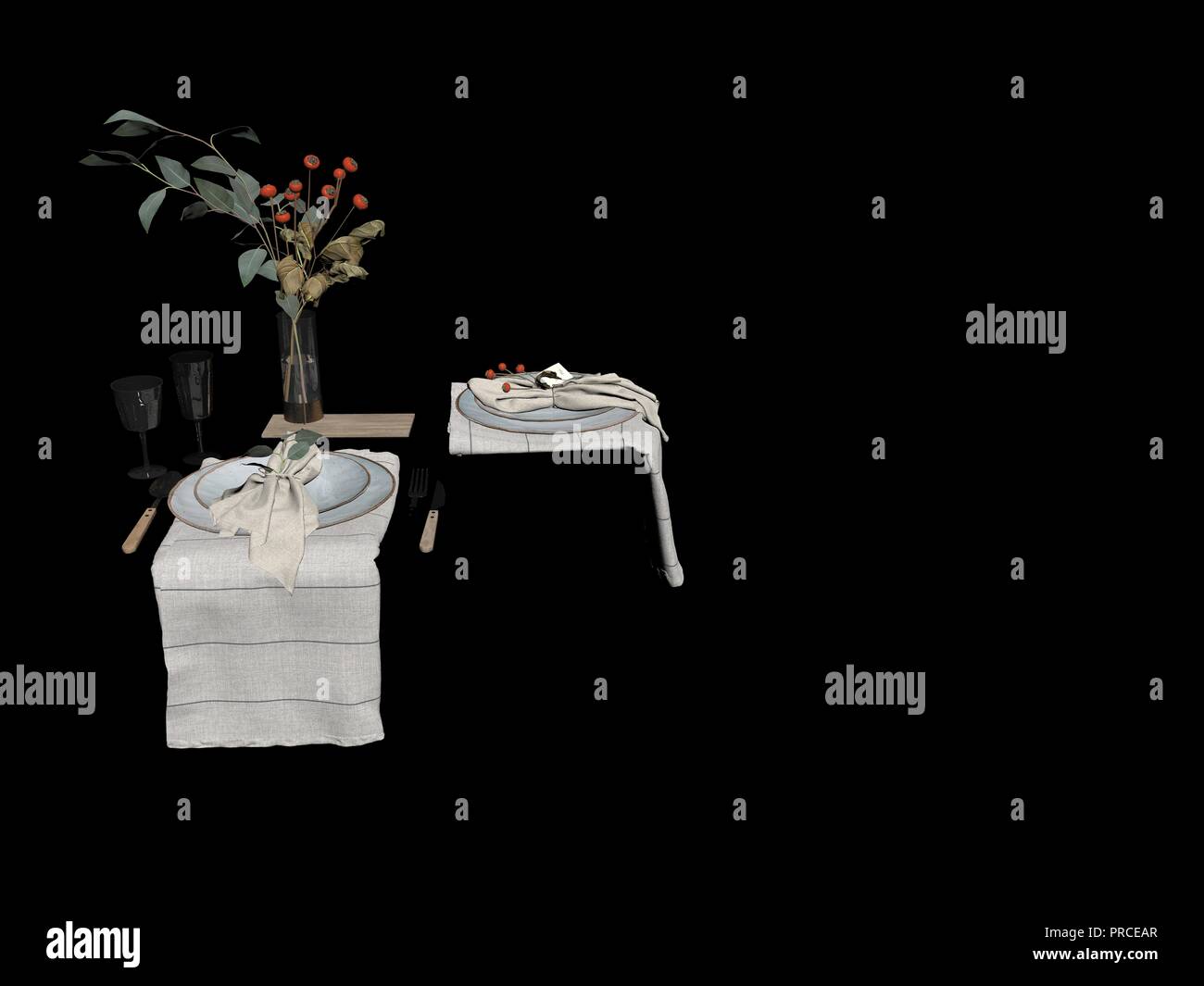 3d render of kitchen table concept Stock Photo - Alamy