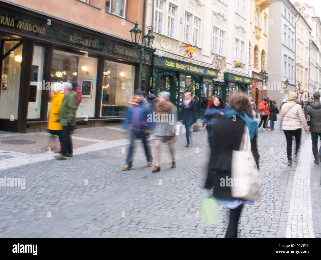 People walking around in Prague, Czech Republic Stock Photo