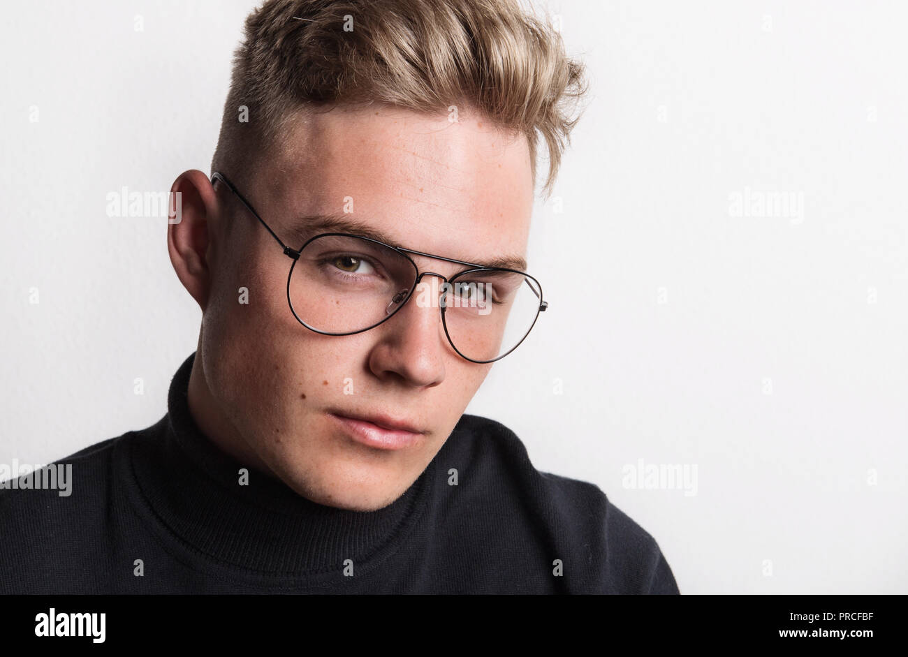 Portrait black teen glasses boy hi res stock photography and images Alamy