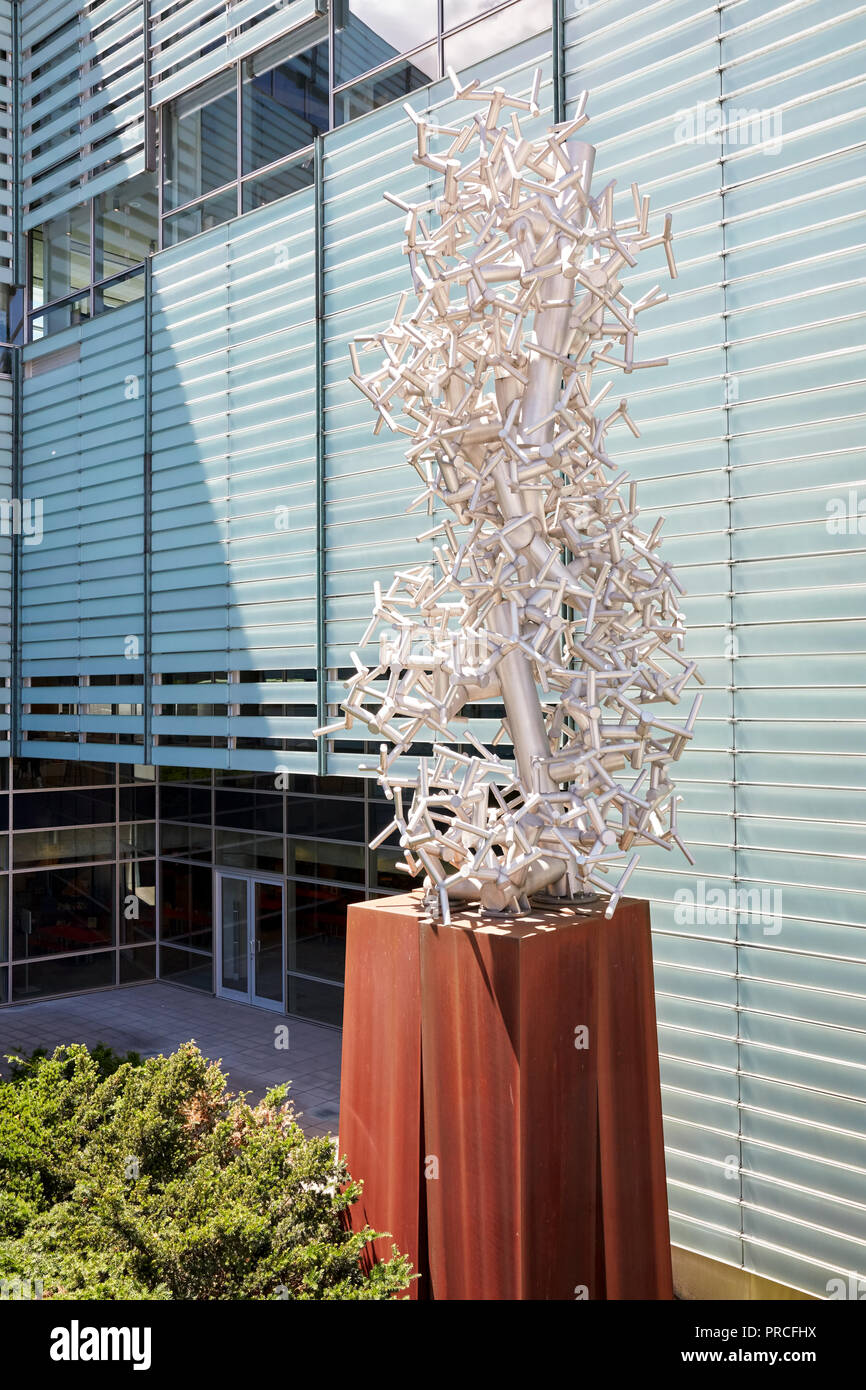 Espace fractal sculpture by Jean Pierre Morin in the garden of the BanQ  public library on a sunny summer day in Montreal, Quebec, Canada Stock  Photo - Alamy