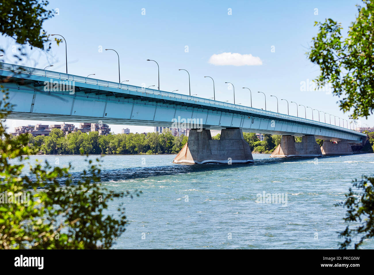 Pont de la concorde bridge on saint Lawrence river in Montreal, Quebec, Canada Stock Photo
