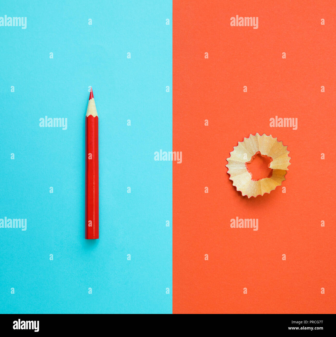 colored pencil and pencil sharpener trash, stationary Stock Photo Alamy