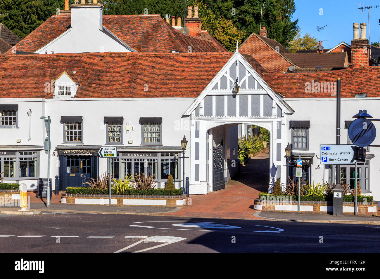 stortford town centre high street ,a quaint historic market town in hertfordshire on the