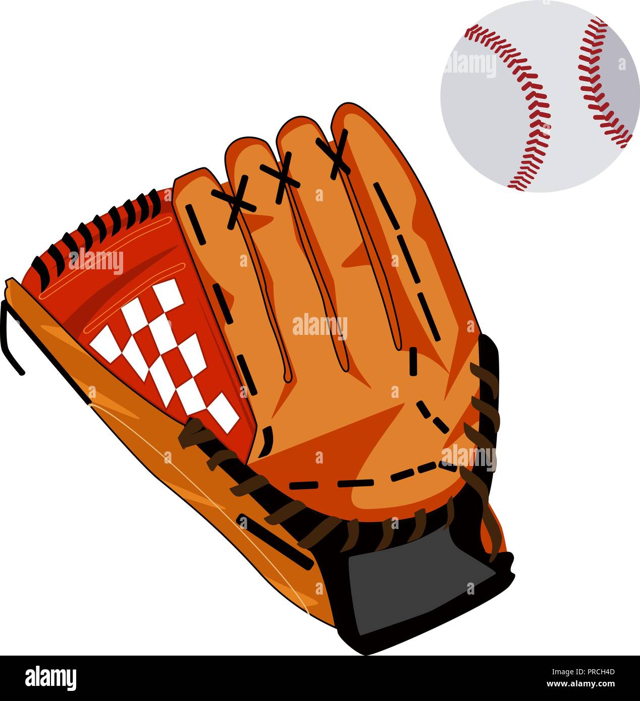 Baseball glove and ball vector flat illustration Stock Vector
