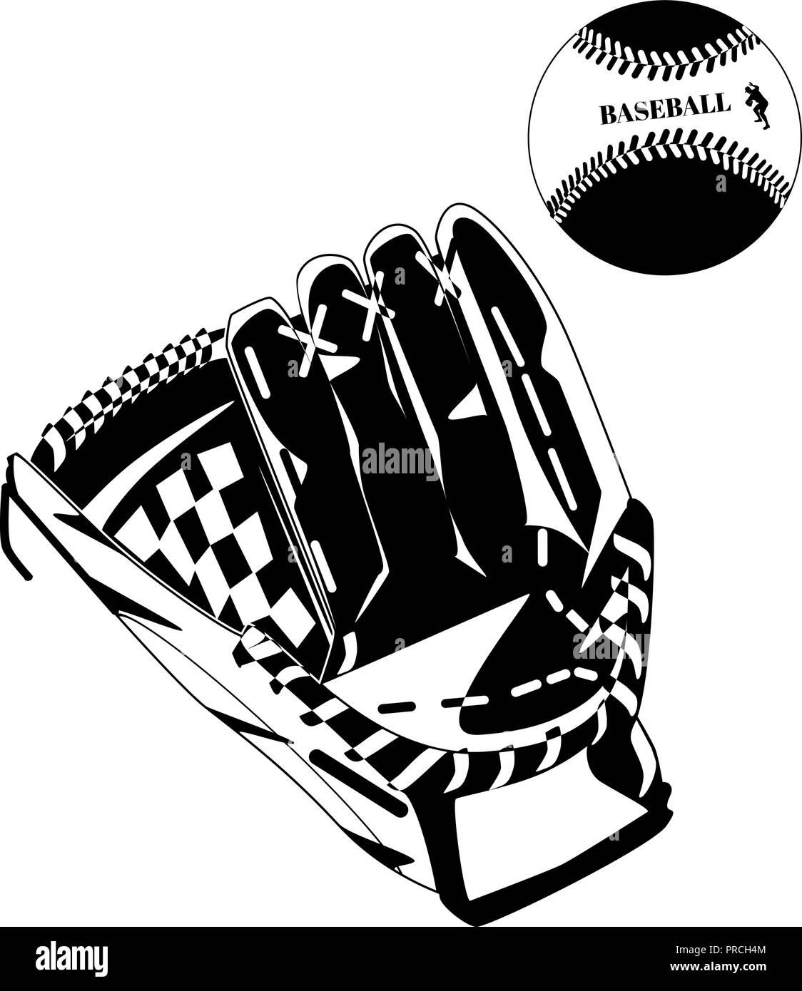 Black baseball glove and ball vector illustration Stock Vector Image