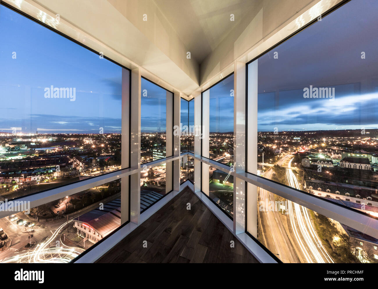 Cork, Ireland. 5th November, 2010. A view over the south side of the city from an apartment in the Elysian, in Cork City, Ireland. Stock Photo