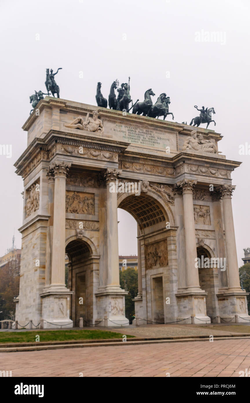 Arco della Pace, Piazza Sempione, Milan, Metropolitan City of Milan, Italy Stock Photo