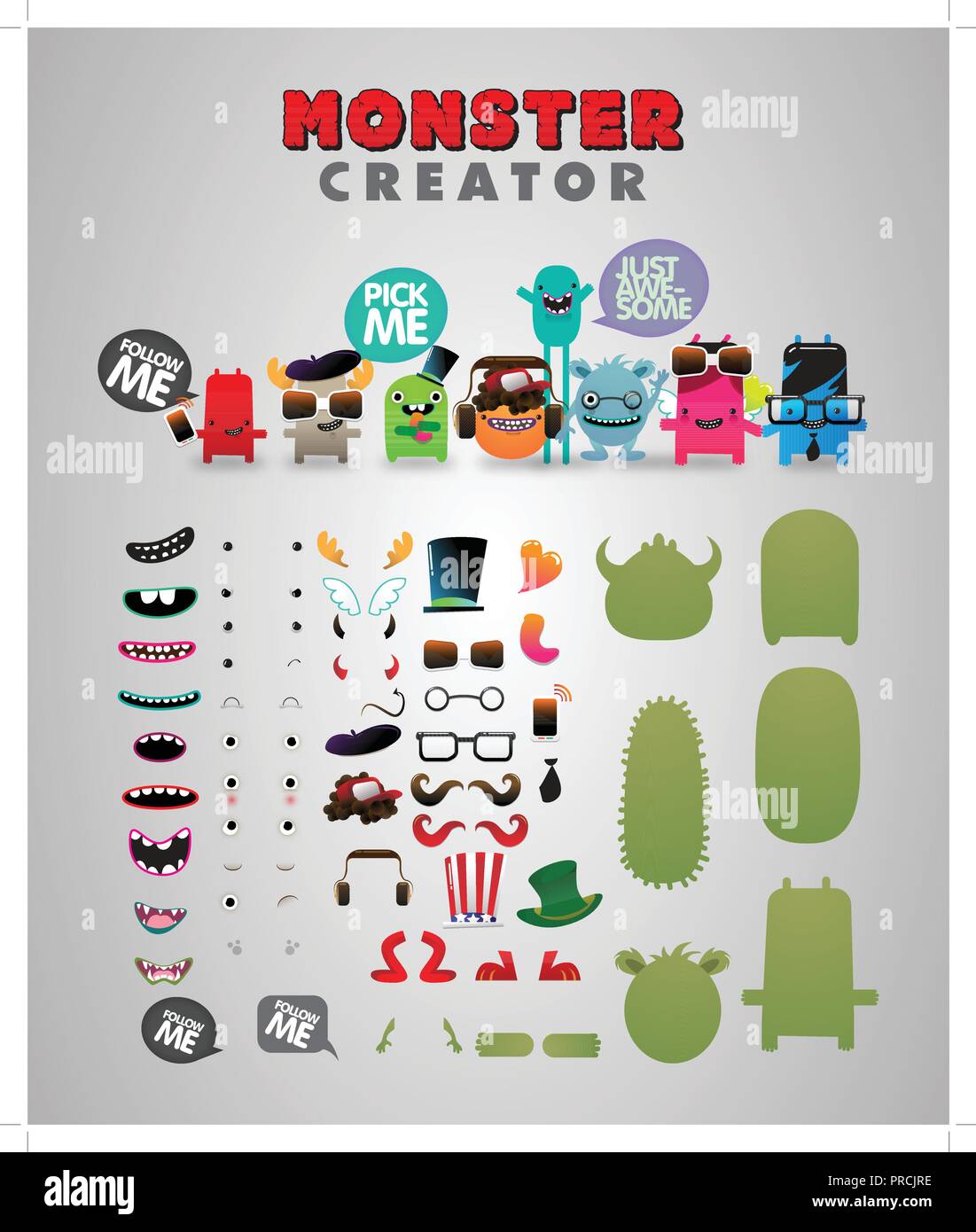 Monster custom generator kit Stock Vector