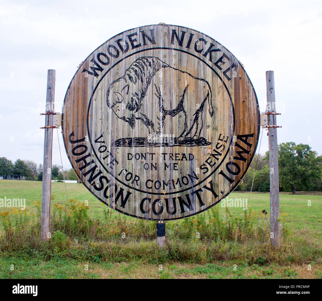 Giant Wooden Nickel in Iowa City USA Stock Photo