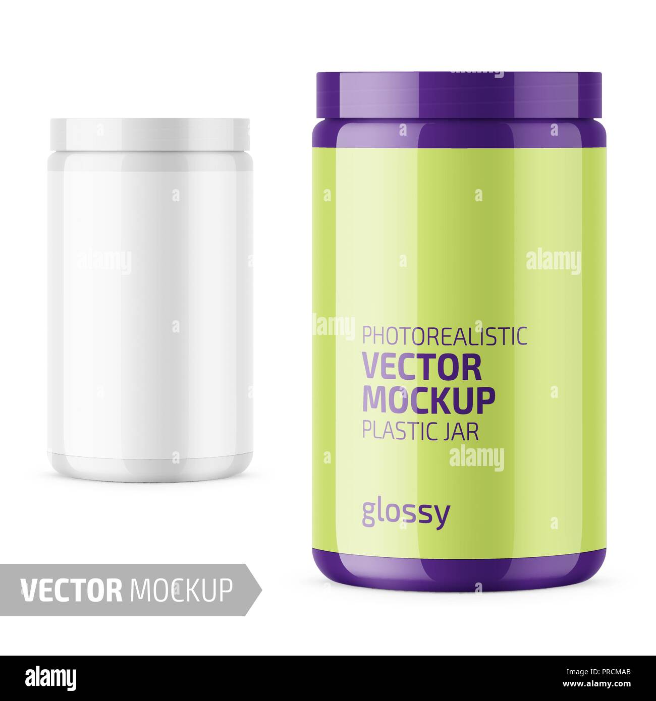 Realistic Protein Powder Container Mockup - White Plastic Jar