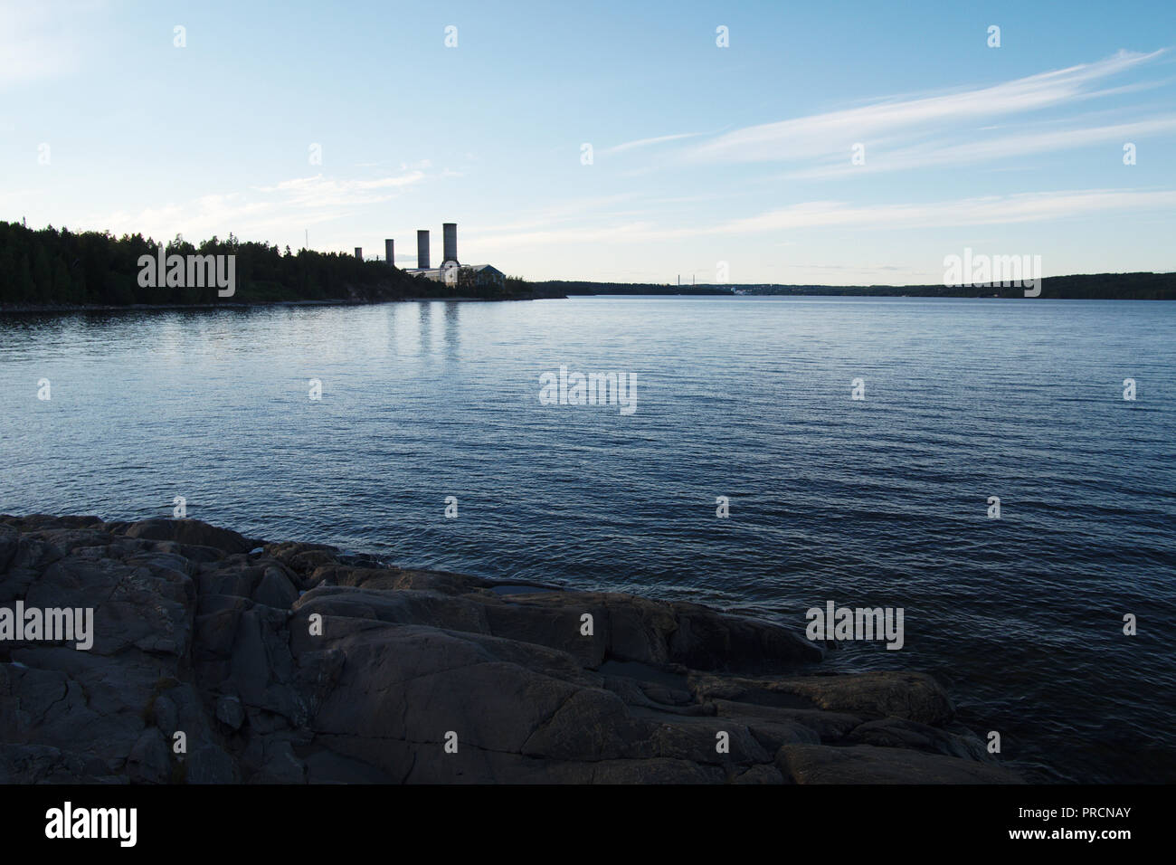 View from the coast of the Gulf of Bothnia in Bredsand, near Sundsvall, Sweden. Stock Photo