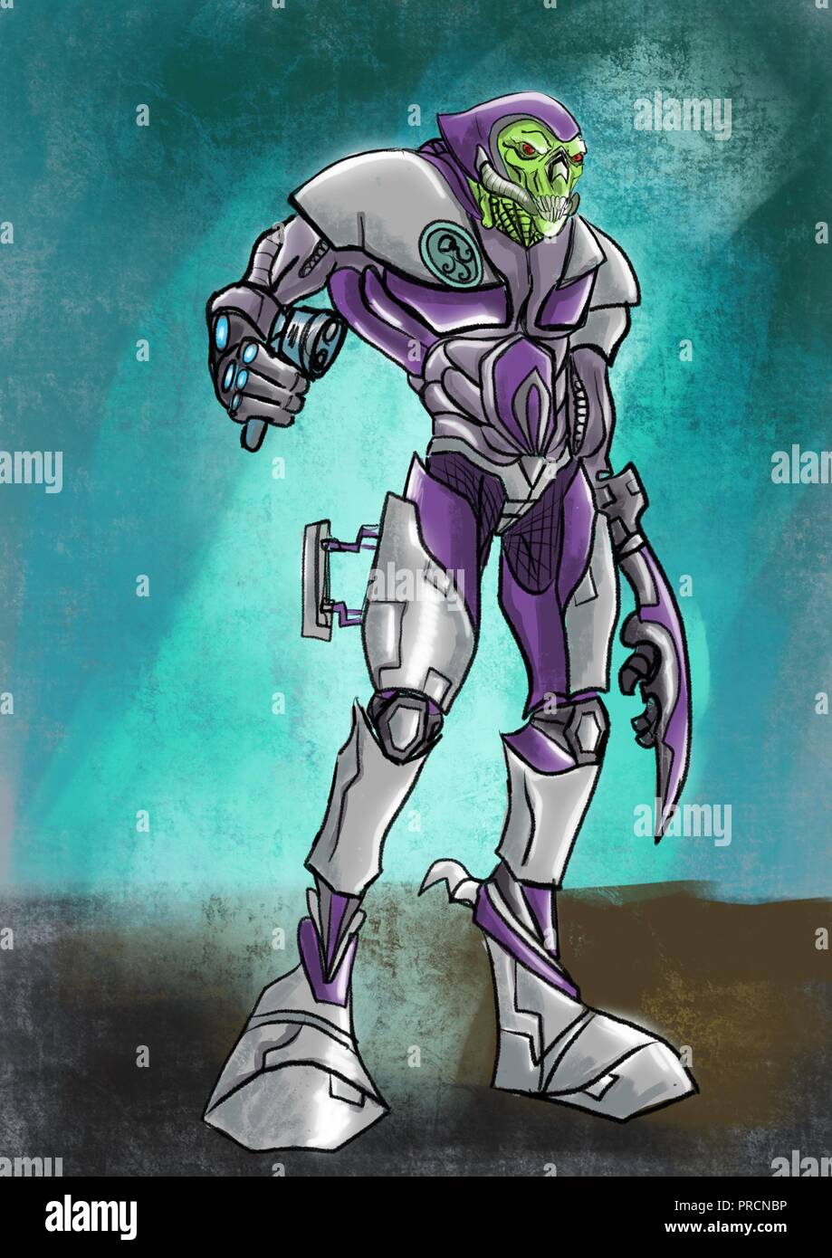 alien bounty hunter illustration Stock Photo Alamy