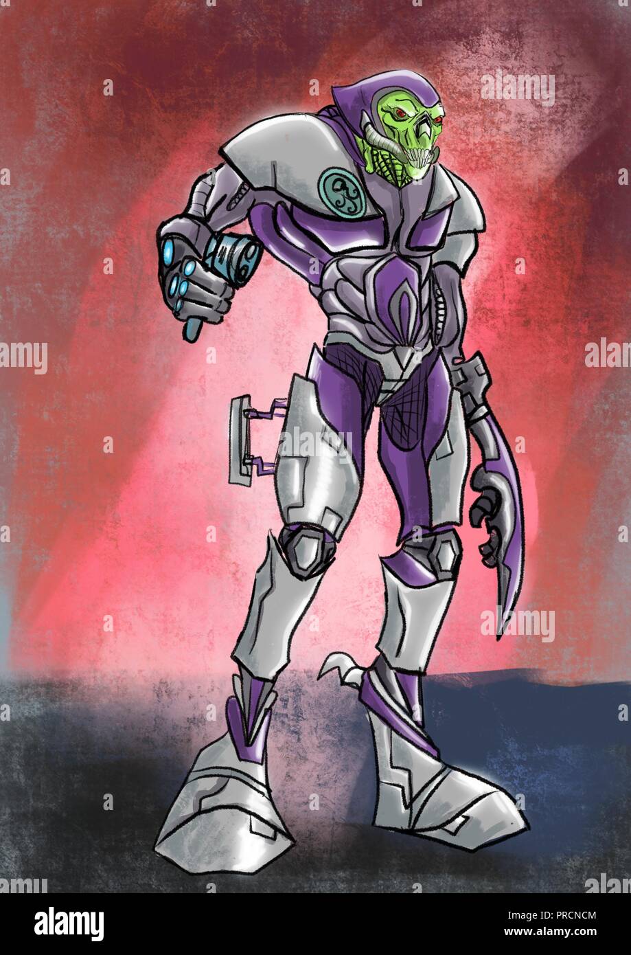 alien bounty hunter illustration Stock Photo