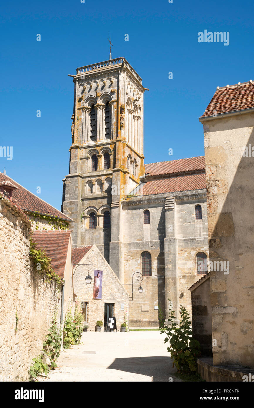Bell Tower of La Basilique Sainte-Marie-Madeleine (Vézelay abbey), Yonne, Burgundy, France, Europe Stock Photo