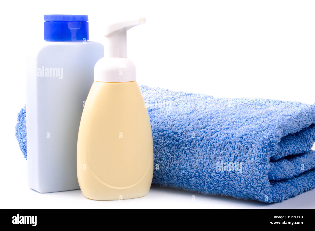https://c8.alamy.com/comp/PRCPFB/body-care-products-and-towel-on-white-background-PRCPFB.jpg