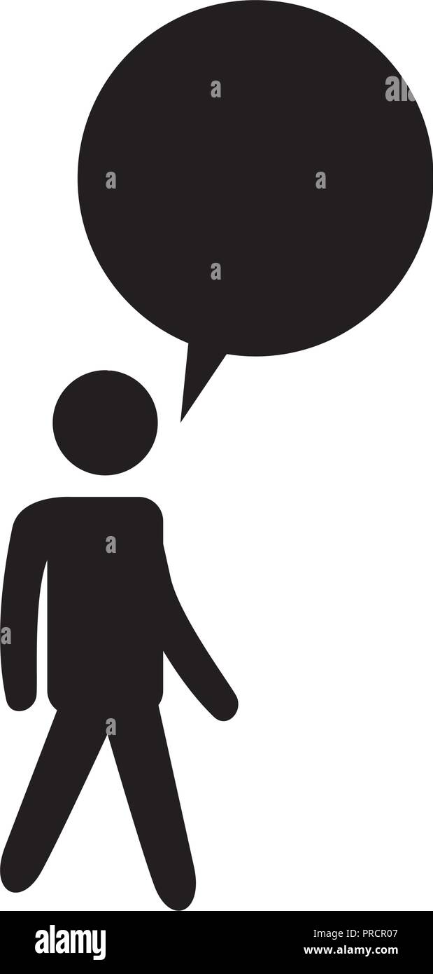human figure silhouette with speech bubble vector illustration design ...