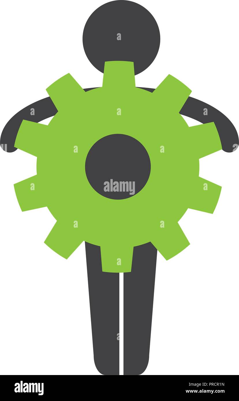 human figure silhouette with gears vector illustration design Stock ...