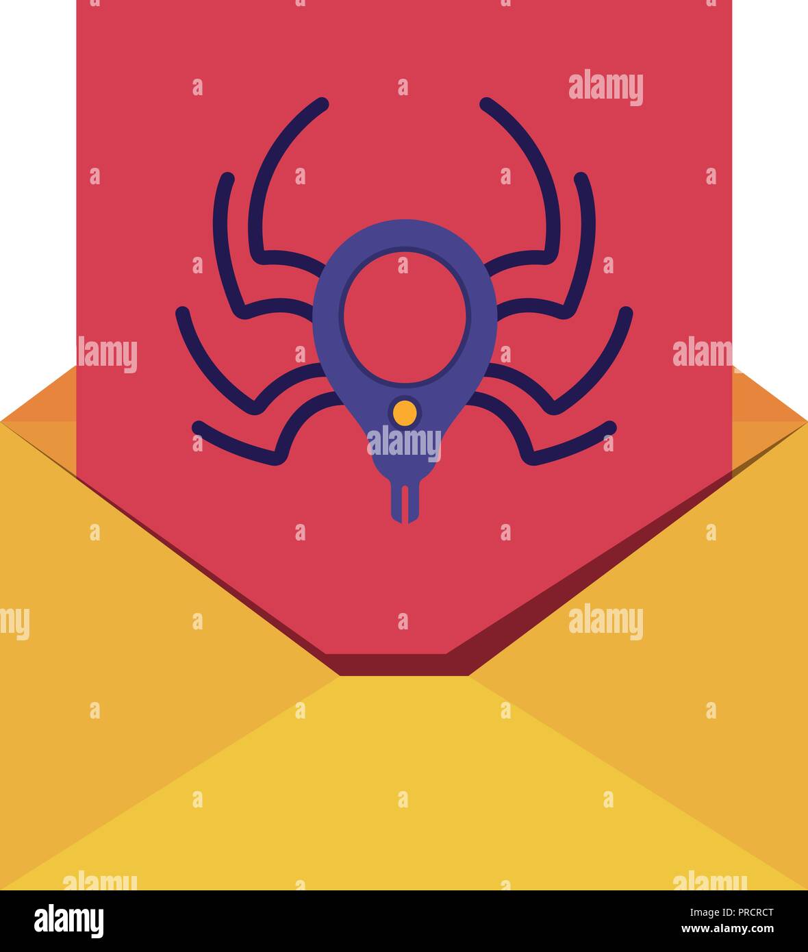 open letter with spider isolated icons Stock Vector