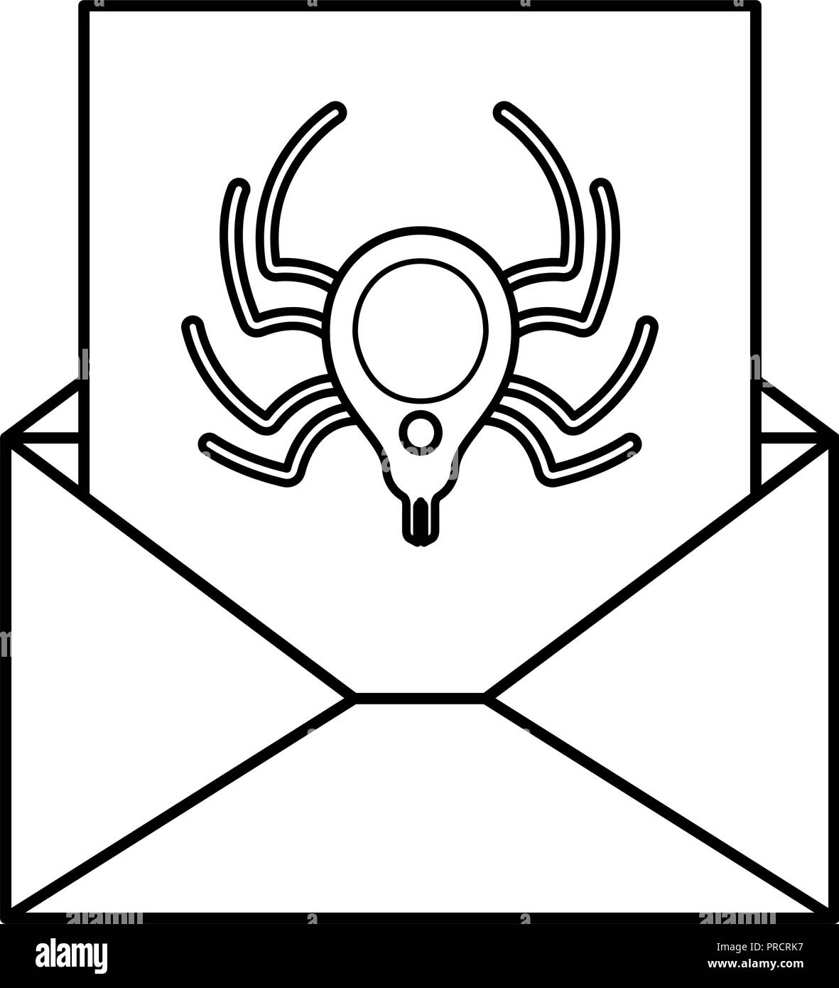 open letter with spider isolated icons Stock Vector